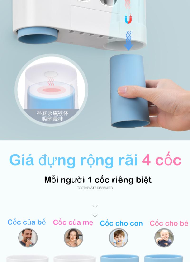 Bộ nhả kem đánh răng cao cấp Ecoco 4 IN 1 ĐA NĂNG