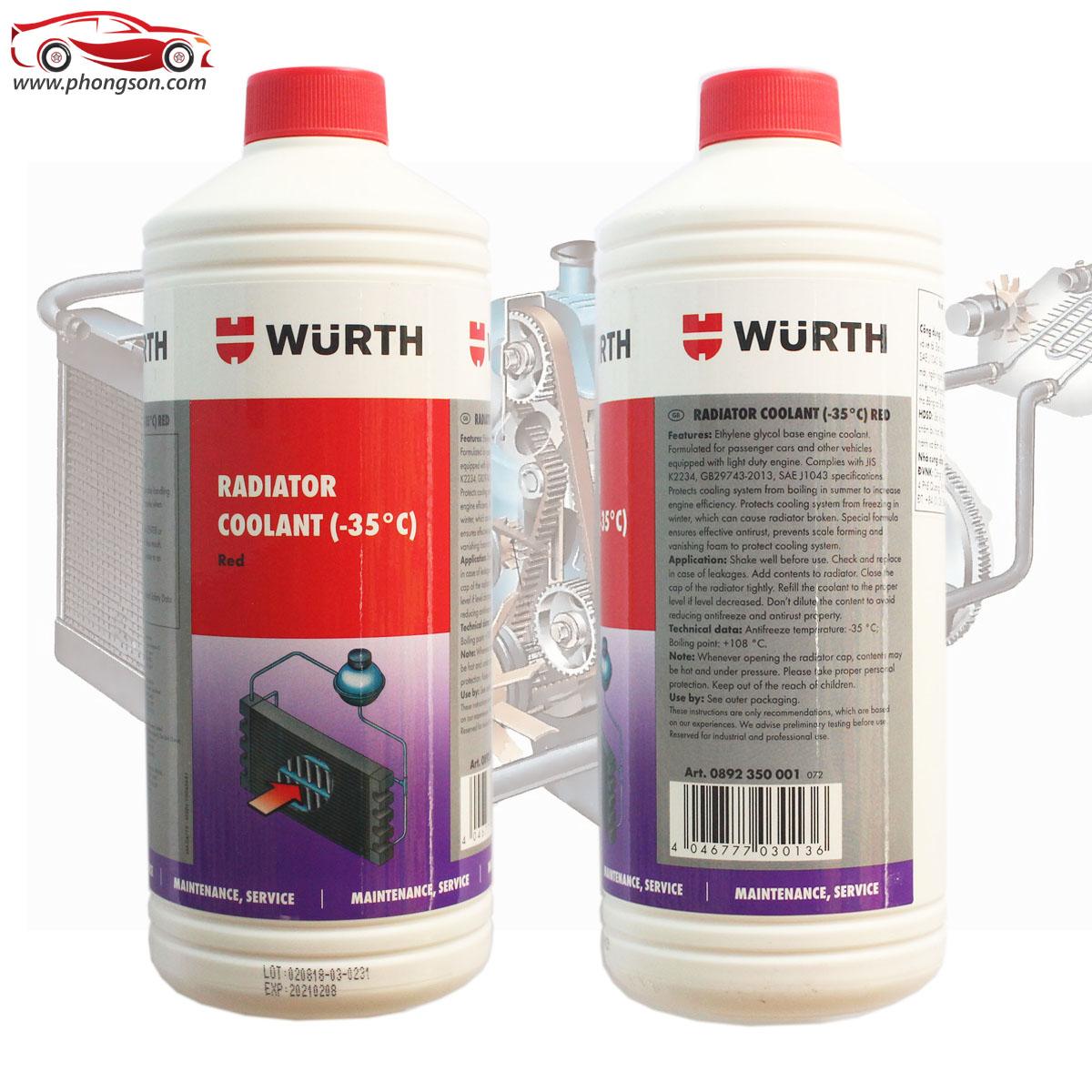 Nước làm mát động cơ Wurth Radiator Coolant 1L (đỏ)