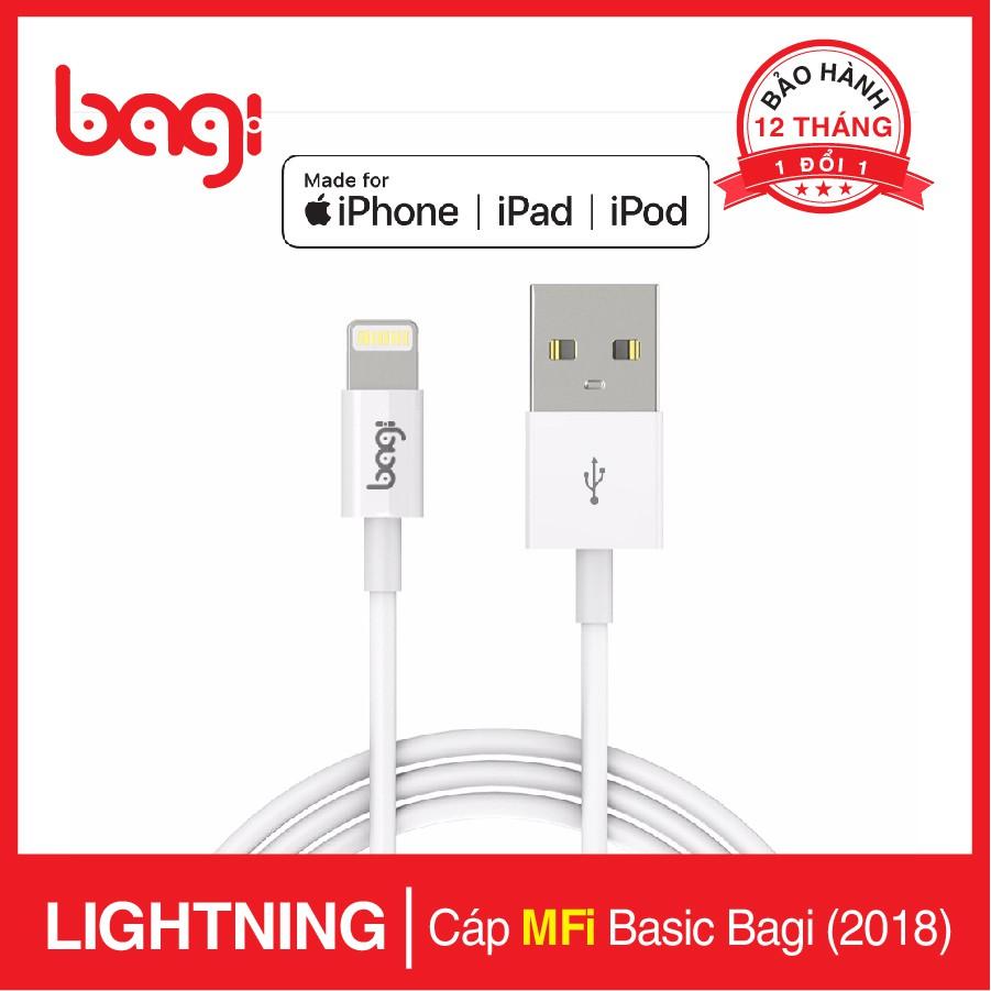 Cáp sạc Lightning Bagi Chuẩn MFi Cho Iphone/Ipod/Ipad - Bảo hành 12 tháng