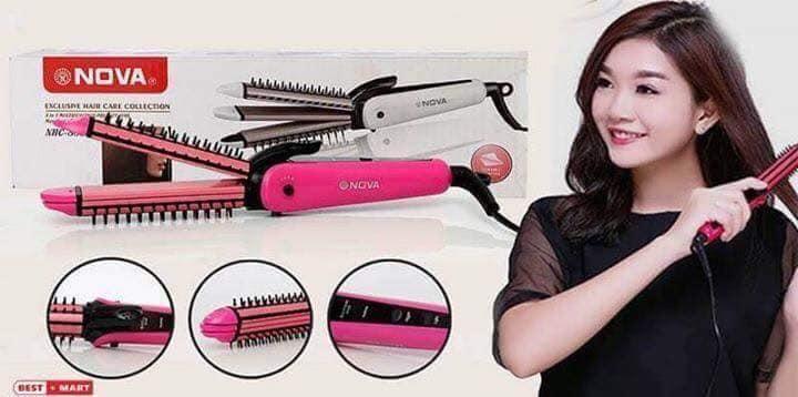 Lược điện uốn tóc Nova 3 in 1( Duỗi - Bấm - Uốn Xù)