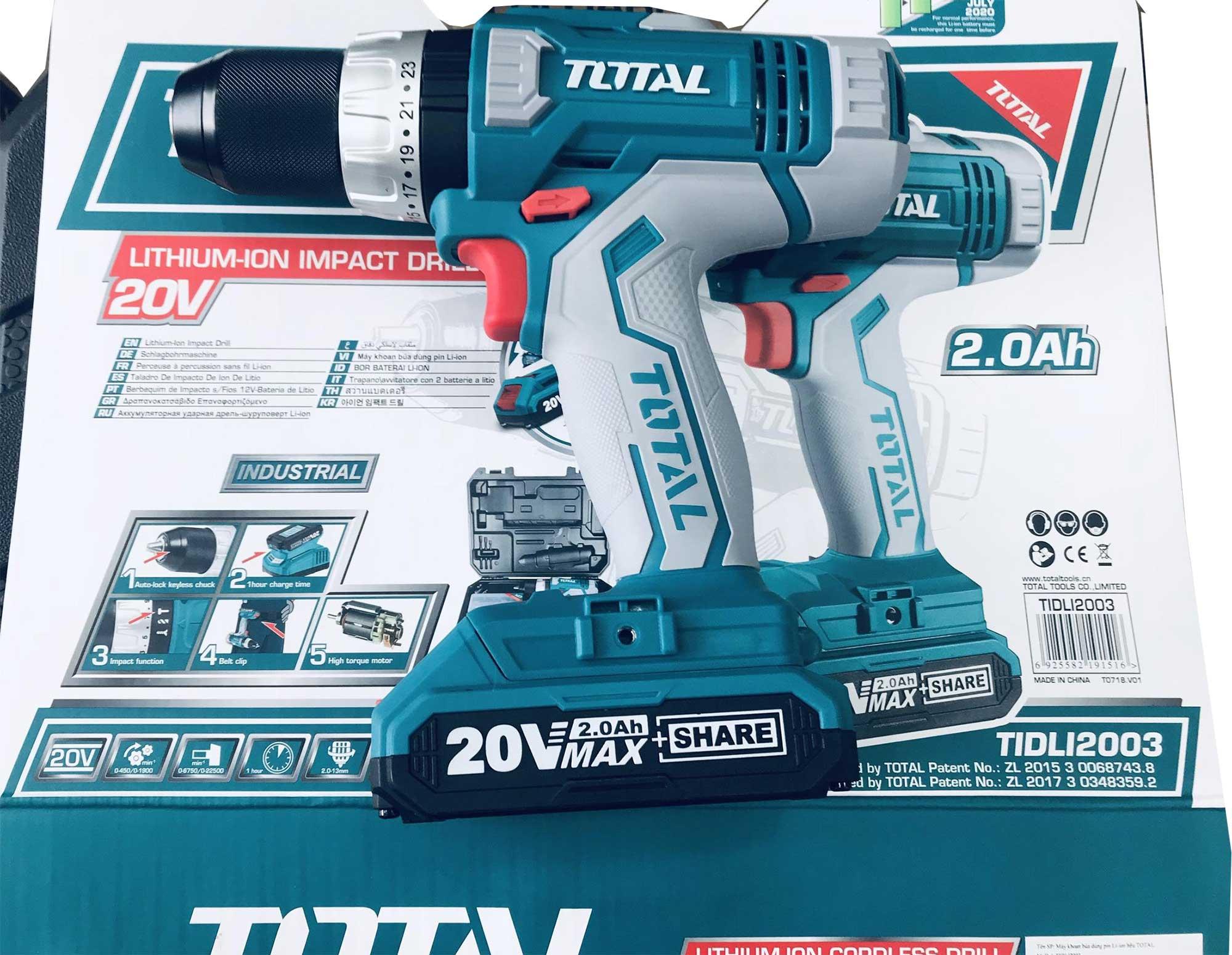 Máy khoan vặn vít dùng pin 50 chi tiết Total TIDLI2003 (20V)