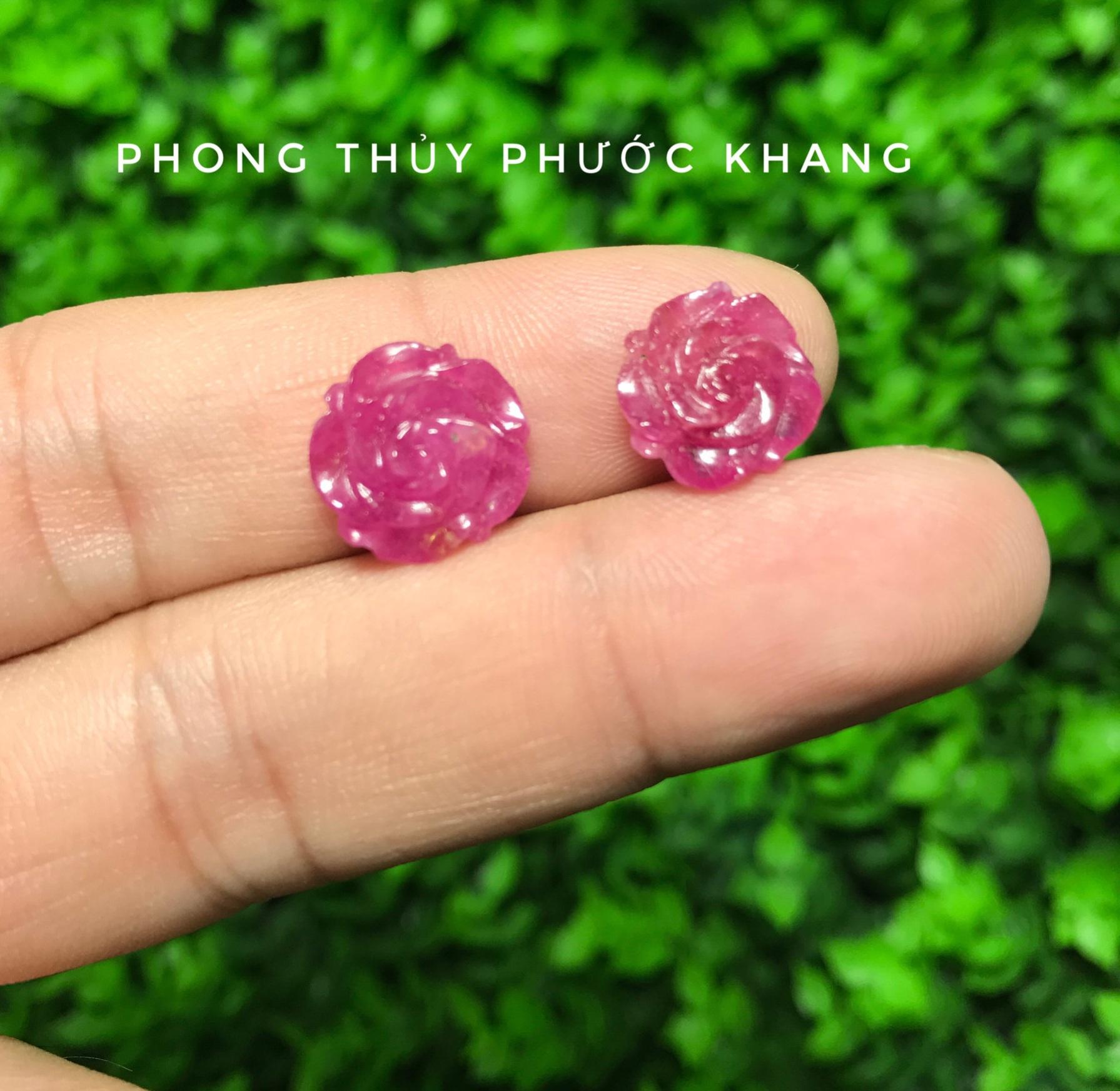 Mẫu đơn đá Ruby tự nhiên làm mặt nhẫn