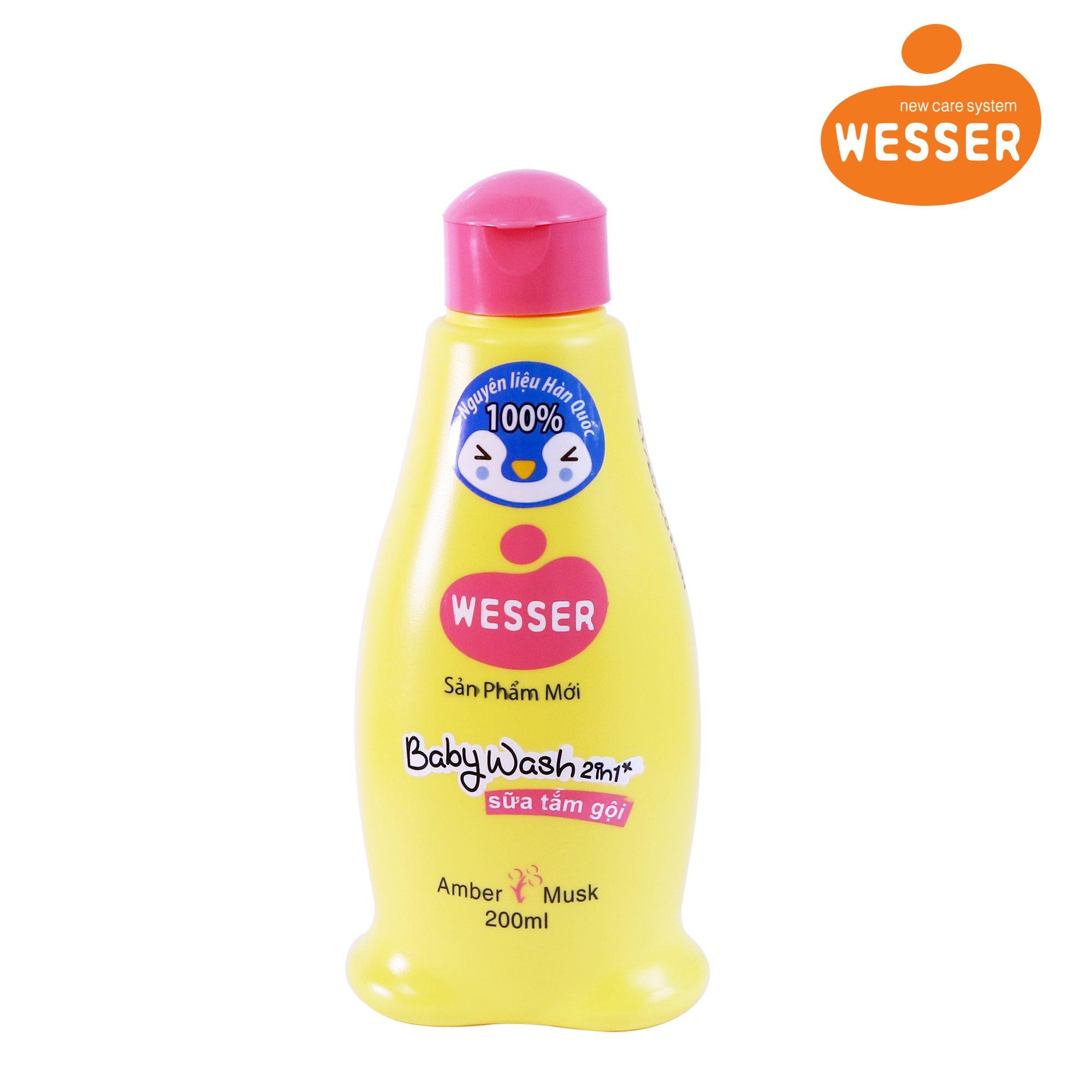 Bộ 2 chai Sữa tắm gội Wesser 200ml (Hồng)
