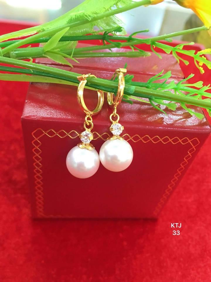 Bông tai ngọc trai vàng tây
