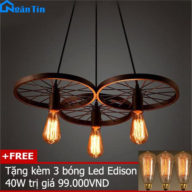 Bộ 3 đèn thả trần bánh xe trang trí nhà quán cà phê THCN117