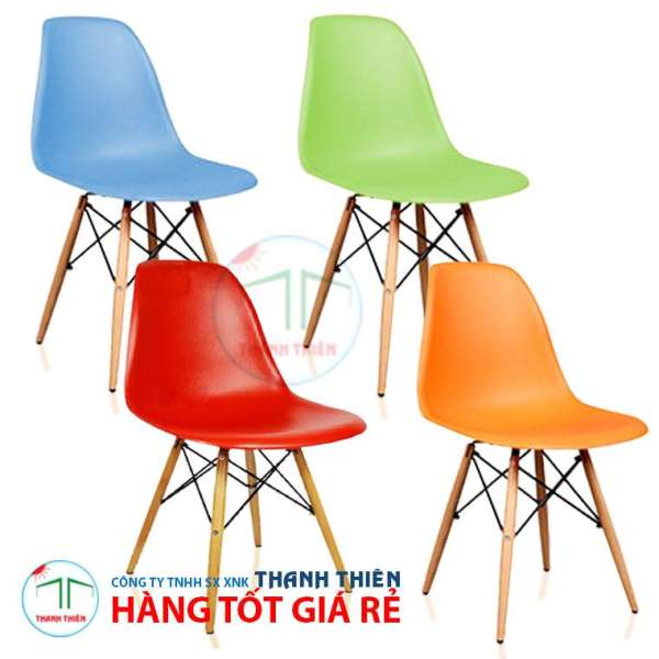 Bộ 4 ghế nội thất, ghế ăn, ghế cafe, ghế nhà hàng, ghế EAMES chân gỗ GCP 001 (bộ 4 ghế 4 màu)