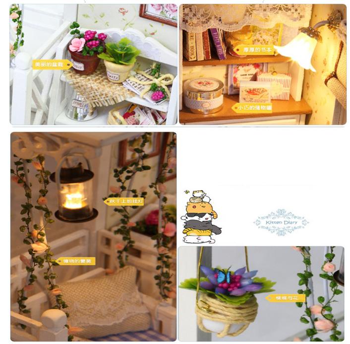 Đồ chơi mô hình nhà gỗ diy Cute Room H-013( Tặng Mica Che Bụi + Keo)