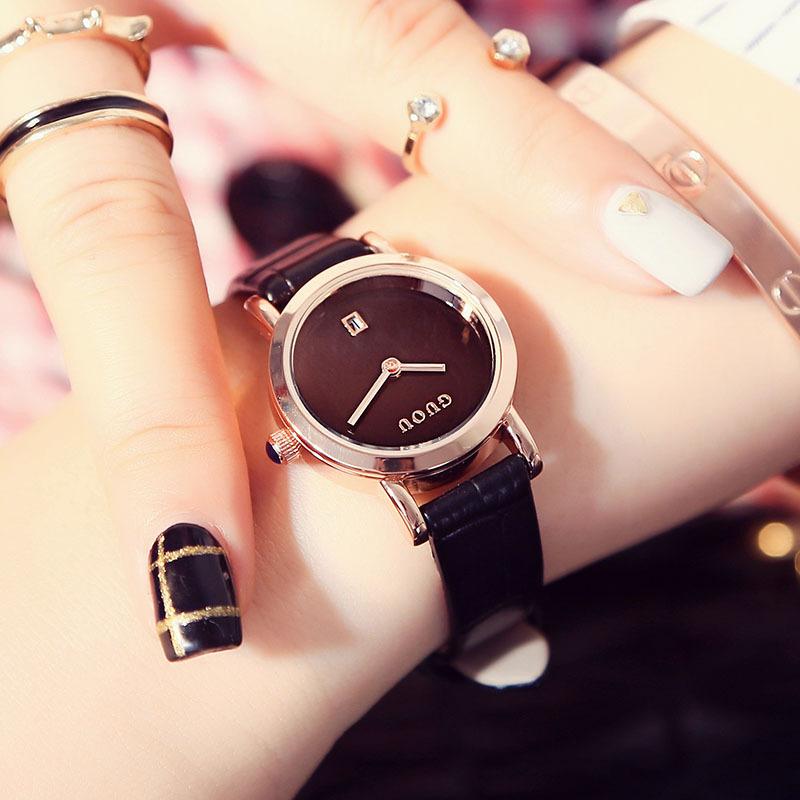 Đồng hồ nữ thời trang dây da cao cấp GUOU DA1