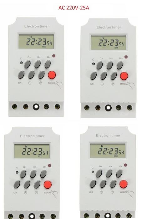 Bộ 4 công tắc hẹn giờ tắt mở thiết bị điện tự động KG316T-II (25A/220V)