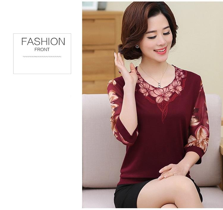 ÁO LEN NỮ TRUNG NIÊN  ÁO LEN PHA VOAN