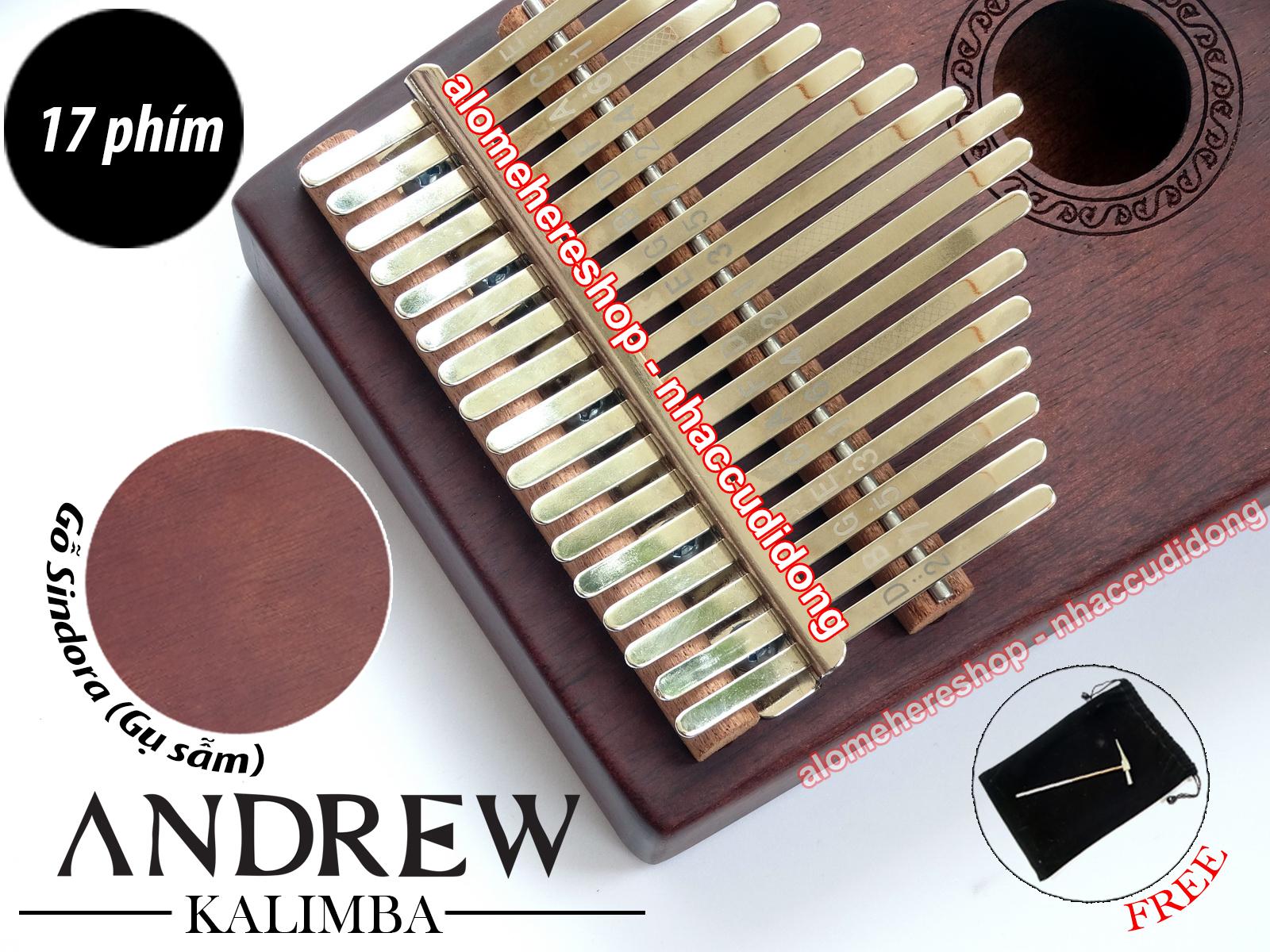 Đàn Kalimba Andrew 17 Phím Gỗ Sindora (Gụ - Vân Sẫm)