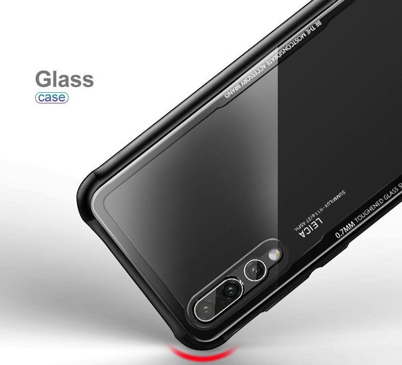 Ốp lưng huawei p20 pro chống sốc lưng kính viền màu