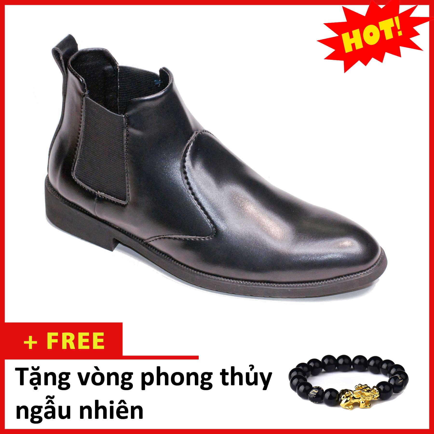Giày da nam aroti chealsea boot cao cổ chất da đẹp, đế khâu siêu bền, form hàn lịch lãm, màu đen- cb520nhám - giày nam đẹp aroti