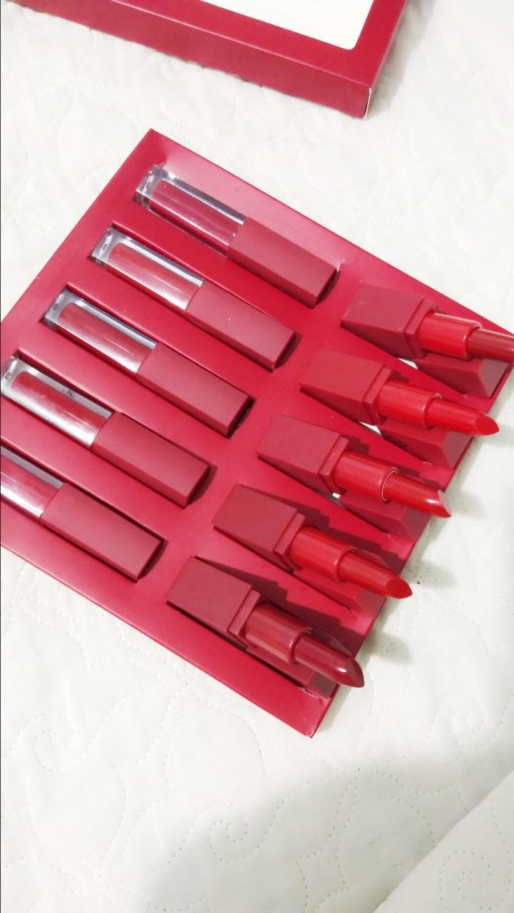 Bộ 10 Cây Son Màu Đỏ Cao Cấp ( 5 Son Thỏi+5 Son Kem)