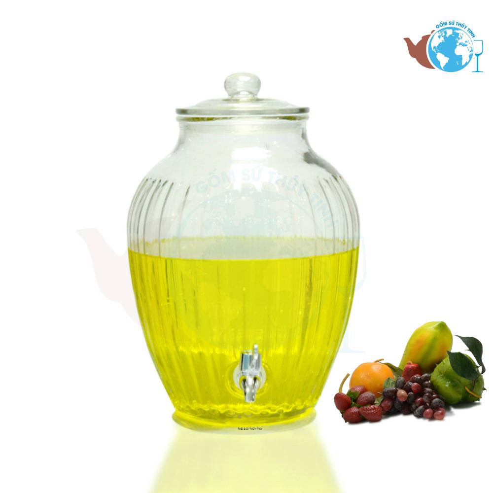 [HCM]Bình ngâm thủy tinh hình quả bí sọc 217 - 10 Lít Có Van - Bình ngâm trái cây lên men