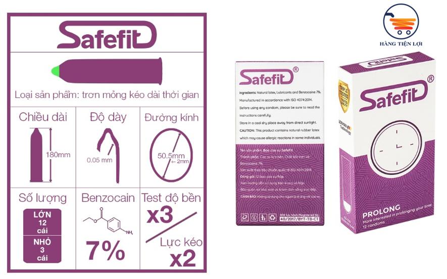 [MUA LỚN TẶNG NHỎ] Bao cao su Siêu mỏng Kéo dài thời gian Safe Fit Over Time - 15 chiếc