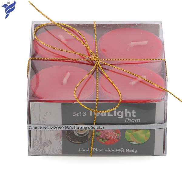 Bộ 6 hộp nến tealight thơm đế nhựa (8 nến/hộp) NQM FtraMart (Đỏ)