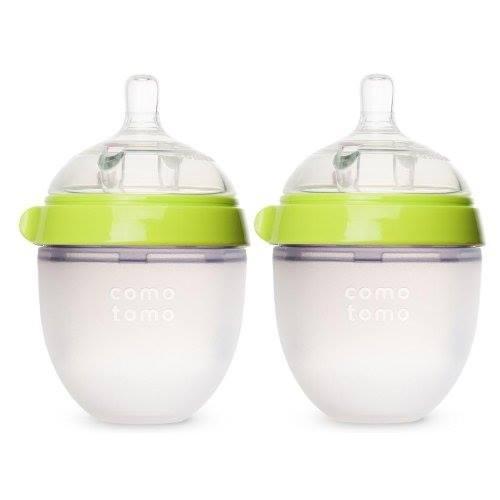 Bình sữa COMOTOMO 150ml siêu mềm màu xanh, hồng