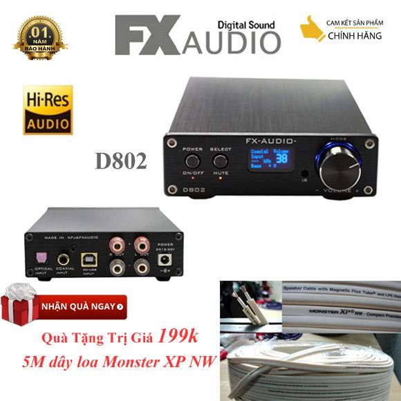 Fx audio d802 80w*2 192khz coaxial/optical/usb class d + điều kiển từ xa - tặng 5m dây loa monster