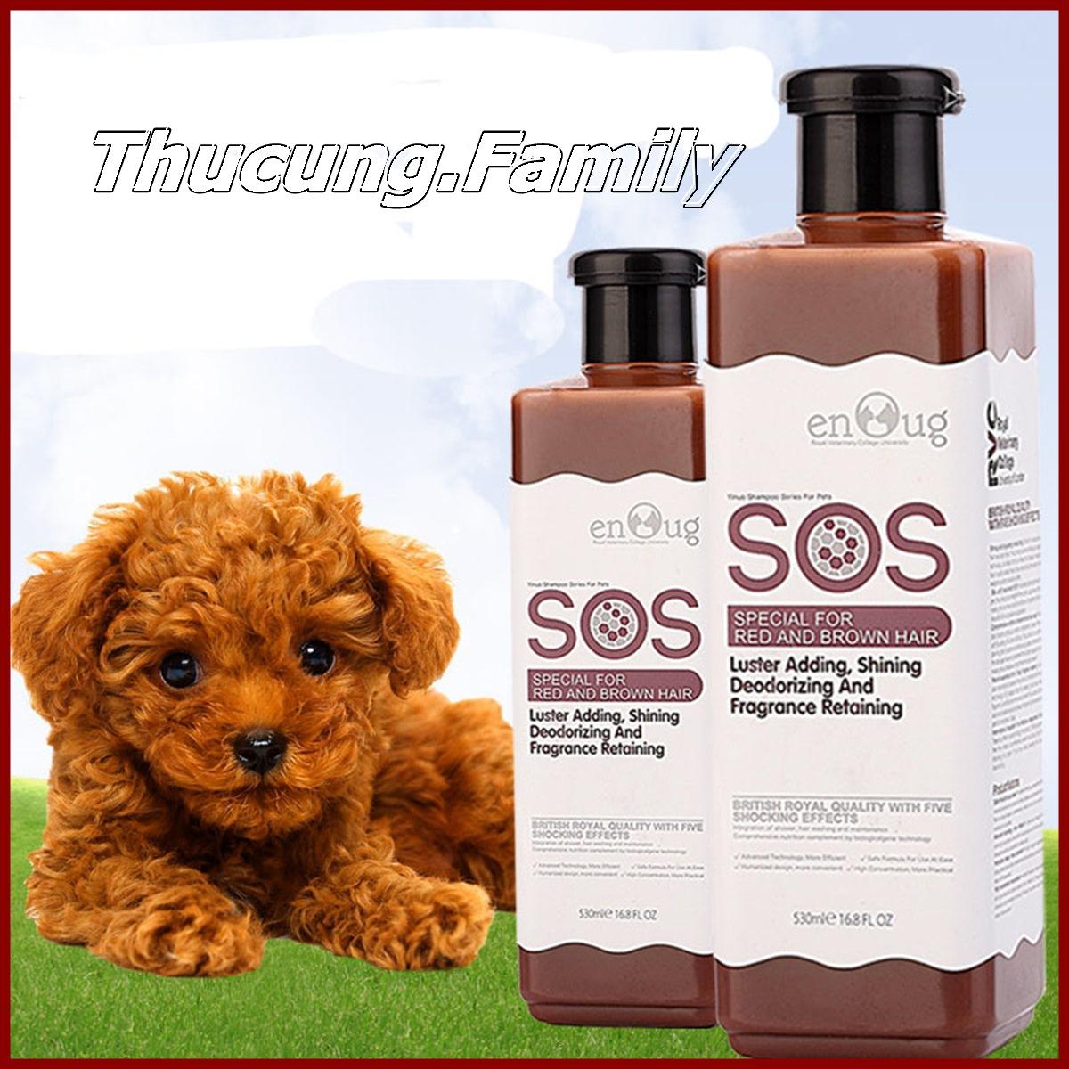 Sữa tắm SOS cao cấp cho Chó màu lông nâu đỏ. Loại đục và gel trong như nhau.