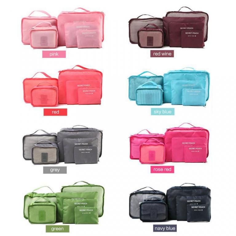 Bộ 6 Túi Đựng Đồ Du Lịch Chống Thấm Bag in Bag (Đỏ đô)