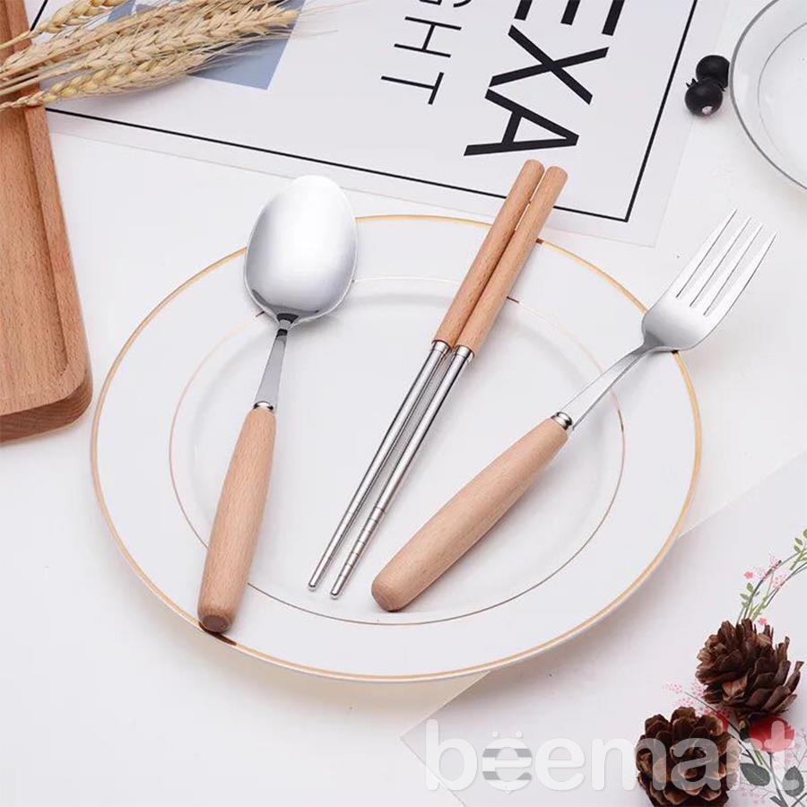 Bộ 3 chiếc thìa nĩa đũa cán gỗ sồi cao cấp kèm hộp đựng, bo 3 chiec thia nia dua can go soi cao cap kem hop dung