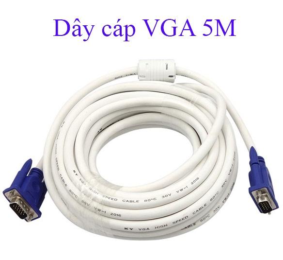Dây Cáp VGA 5M Có Chống Nhiễu (Trắng)