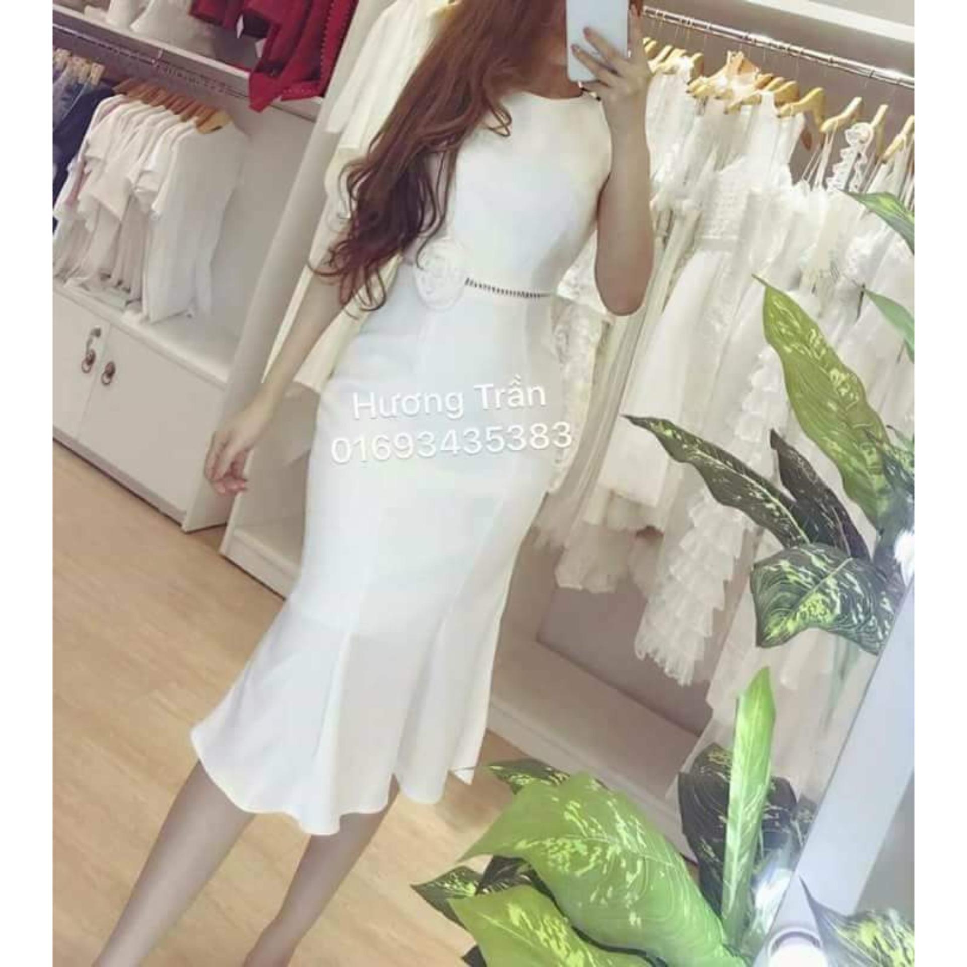Đầm body sát nách đuôi cá cài hoa