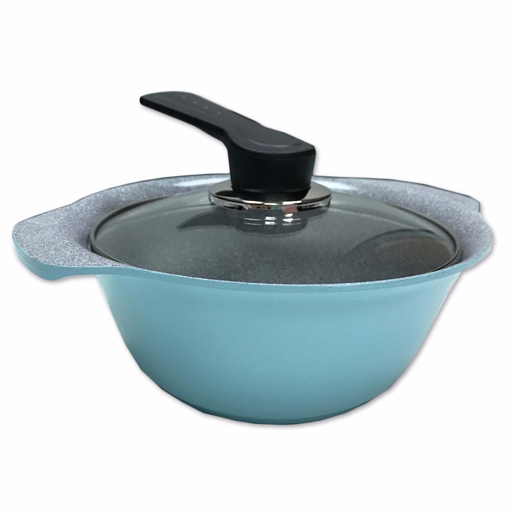 Bộ Nồi Ceramic Vân Đá Đáy Từ ILO Kitchen Hàn Quốc Nắp Kính tặng 1 chảo ILO ceramic