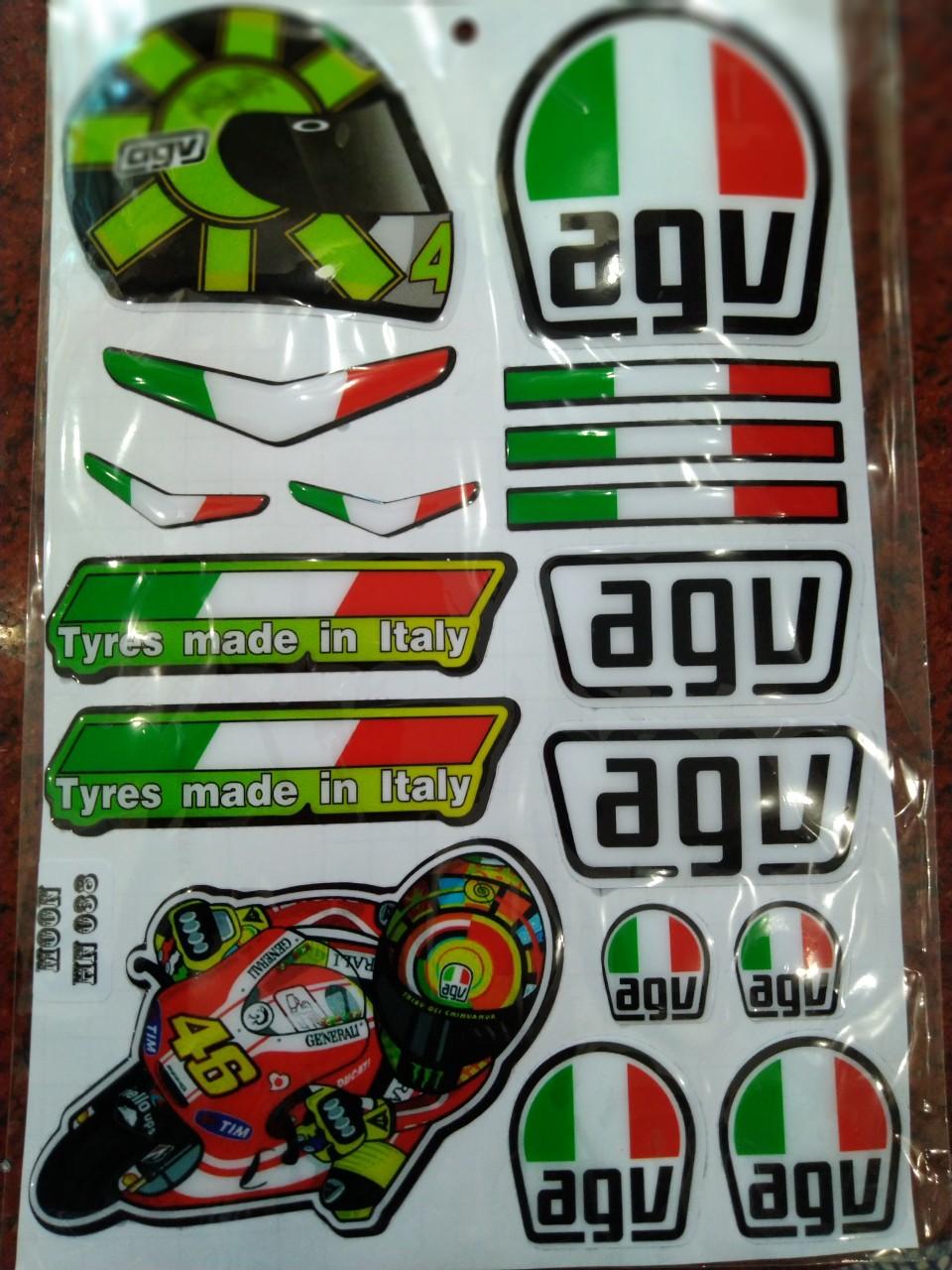 Tem nổi AG dán mủ bảo hiểm dán xe