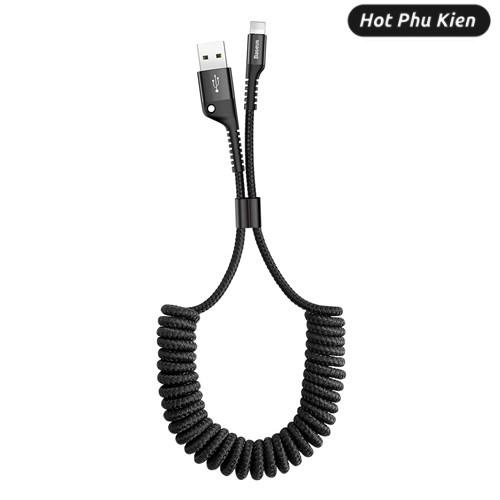 [HCM]Dây cáp sạc lò xo Lightning Cho iPhone iPad Hiệu Baseus thế hệ II đầu sạc bọc cao su chống đứt gẫy trang bị chip sạc thông minh (BH 3 tháng 1 đổi 1) (Màu ngẫu nhiên đen hoặc đỏ) - Phân phối HotPhuKien