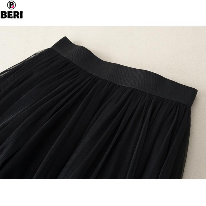 Chân váy voan lưới xòe BERI (đen) - CV018