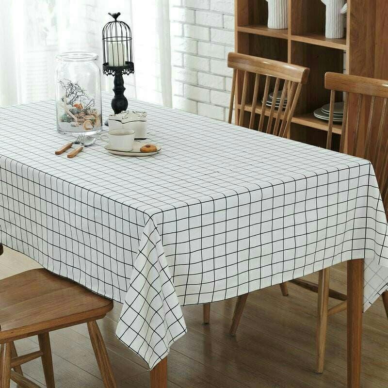 [HCM]Khăn trải bàn ô vuông trắng