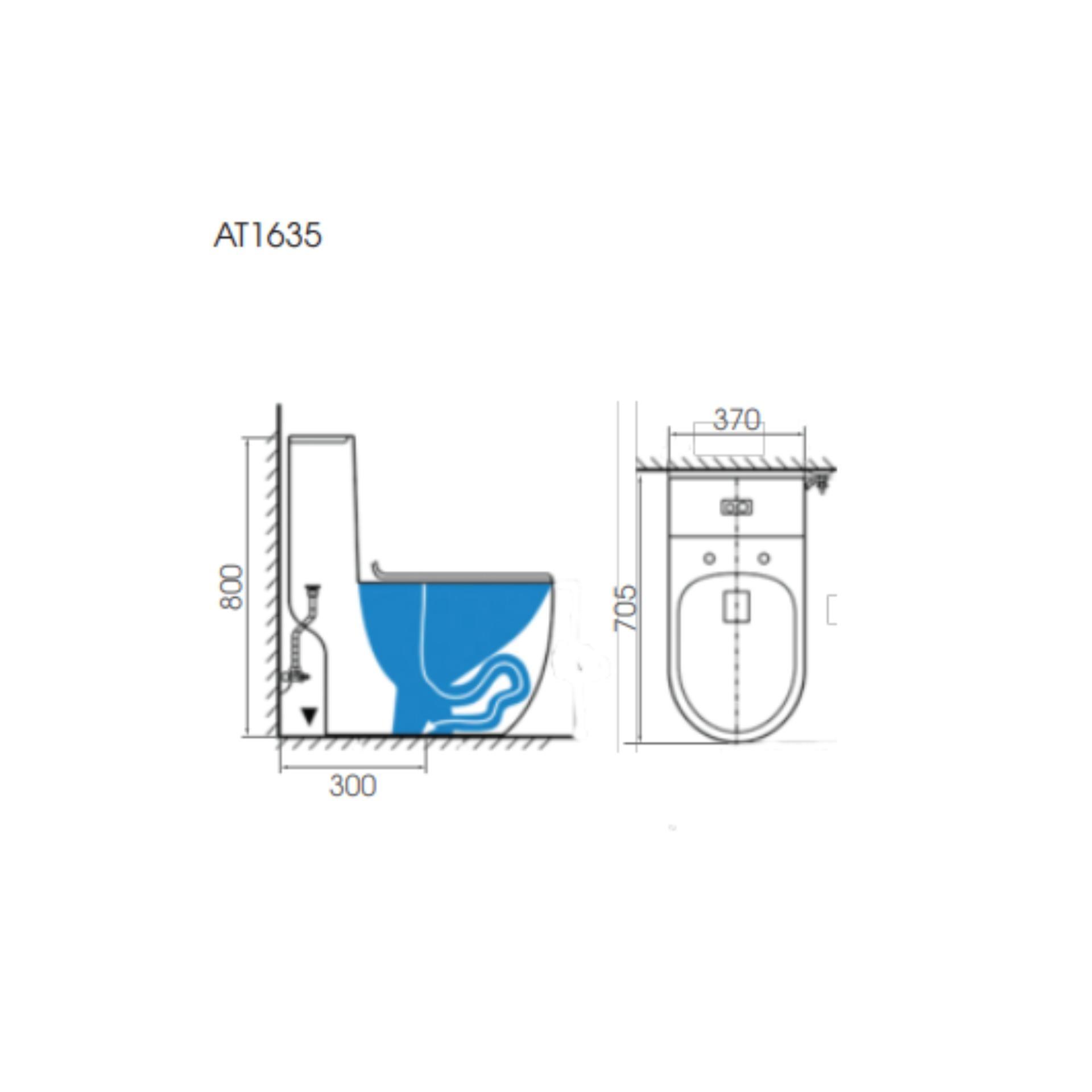 Bồn cầu 1 khối ATMOR Model: AT1635 nung băng truyền theo công nghệ Đức và được phủ lớp men kháng khuẩn