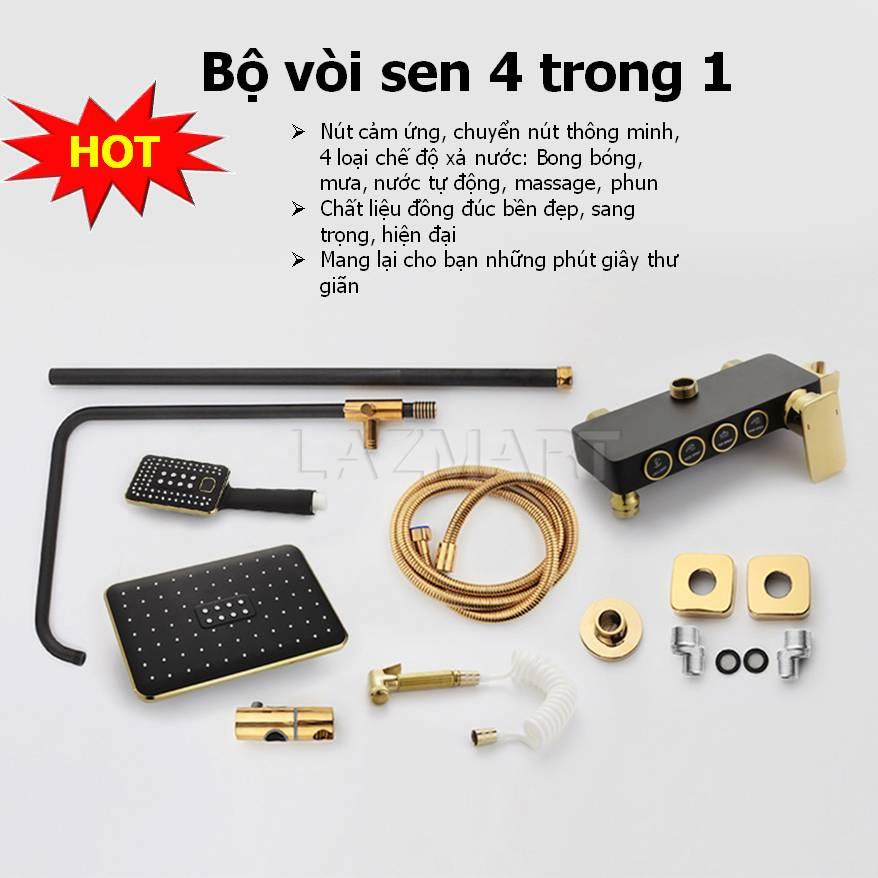 Vòi Hoa Sen, Bộ Vòi Sen Tắm Inox, Bộ Vòi Sen 4 Trong 1 Loại Có Tay Cầm, Chất Liệu Đồng Đúc Cao Cấp, Thiết Kế Sang Trọng Tôn Nên Vẻ Đẹp Ngôi Nhà Bạn.