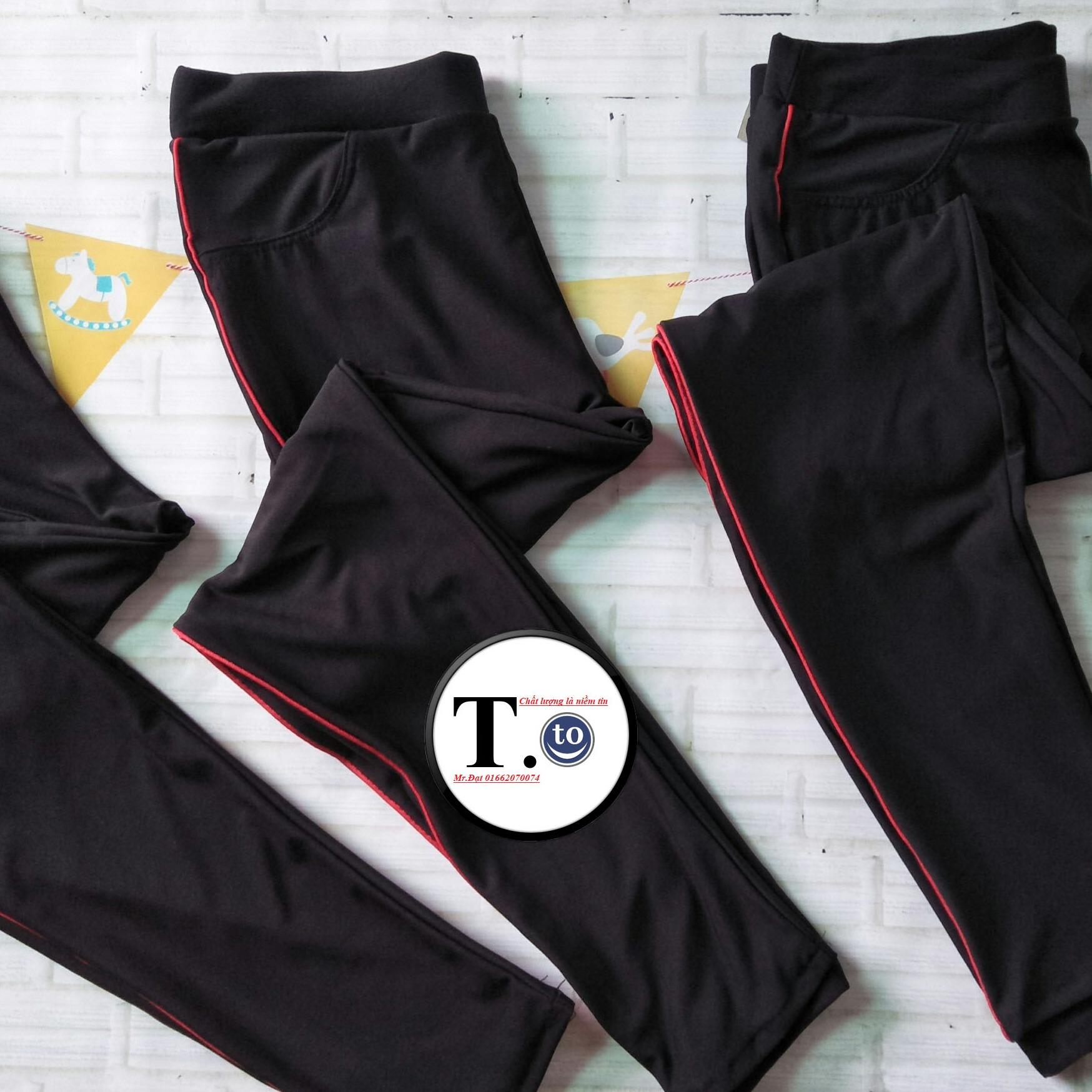 [HCM]Quần thun nữ - legging (Ôm body màu Đen Xám viền sọc đỏ)