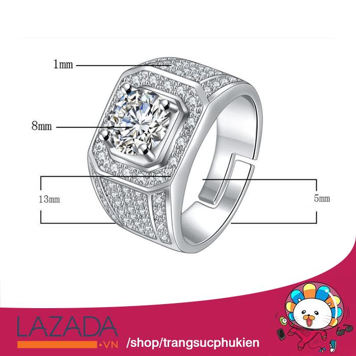 Nhẫn Nam Boss HK Bạc Đính Đá Thời Trang B01