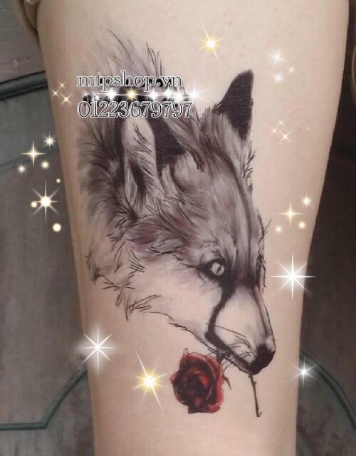 [HCM]Combo 3 tấm hình xăm dán tattoo bắp tay 15x21cm đầu sói tuyệt đẹp (Mua từ 2 combo tặng tấm đồng size)
