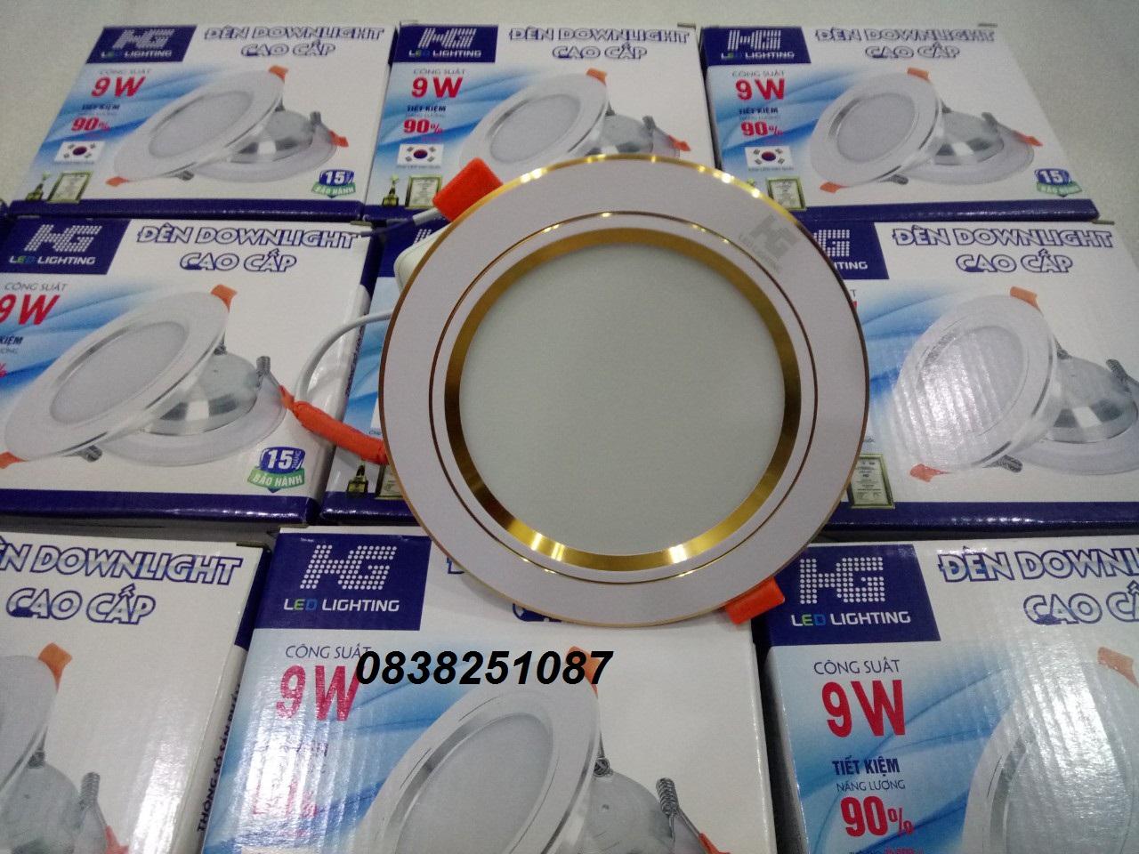 Bộ 10 đèn led âm trần viền vàng 9w 2 màu 3 chế độ (trắng –vàng ấm – vàng nắng)