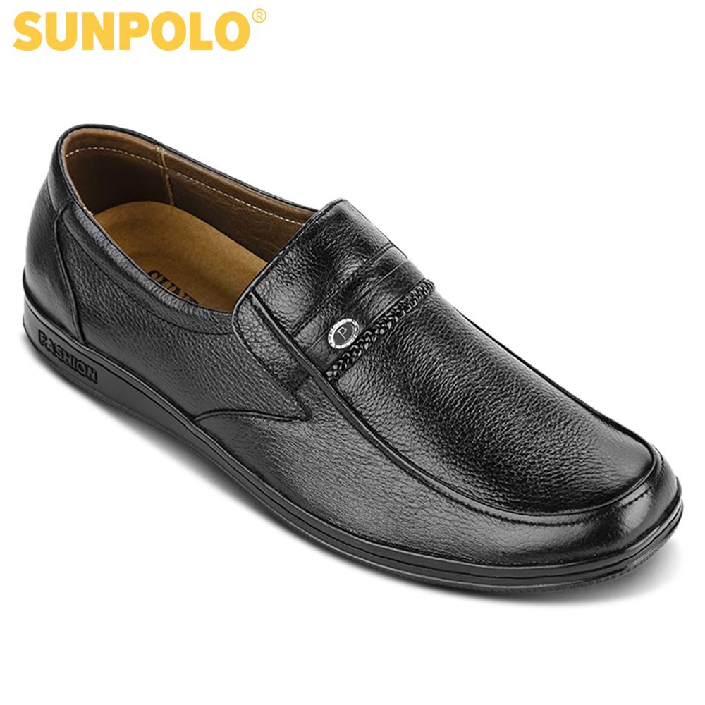 Men Leather Shoes SUNPOLO SUS508D (Black)