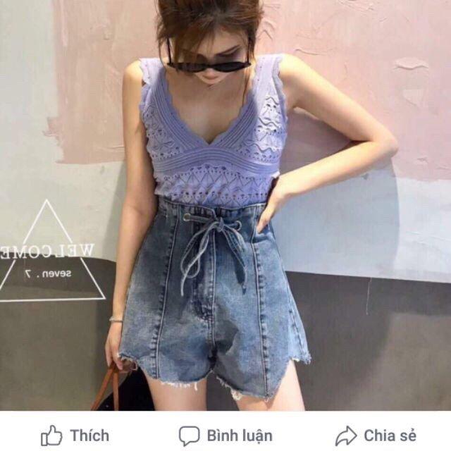 QUẦN SHORT JEAN NỮ CỘT NƠ LƯNG CAO 547