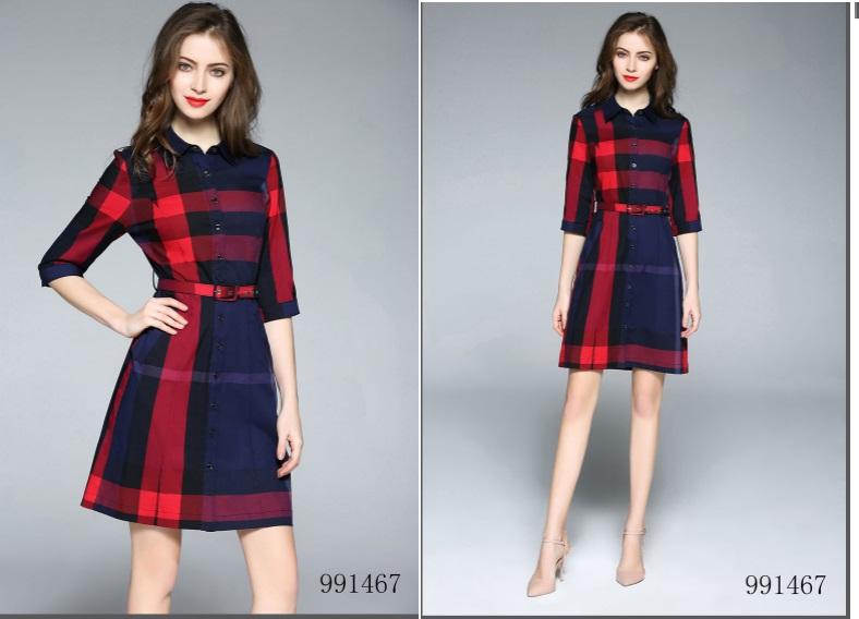 Đầm caro xòe tay lỡ duyên dáng- d262
