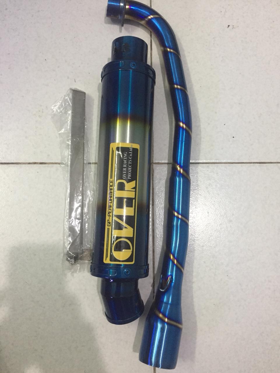 Pô OVER titan kèm cổ titan gắn xe Wave, Dream, Sirius, Cub