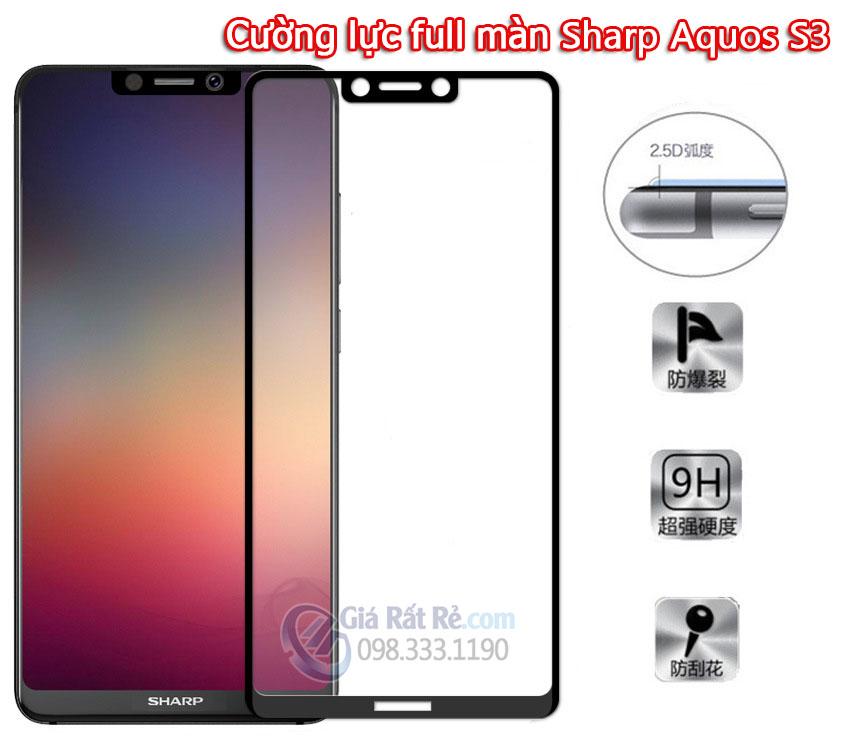 Cường lực full màn hình Sharp Aquos S3