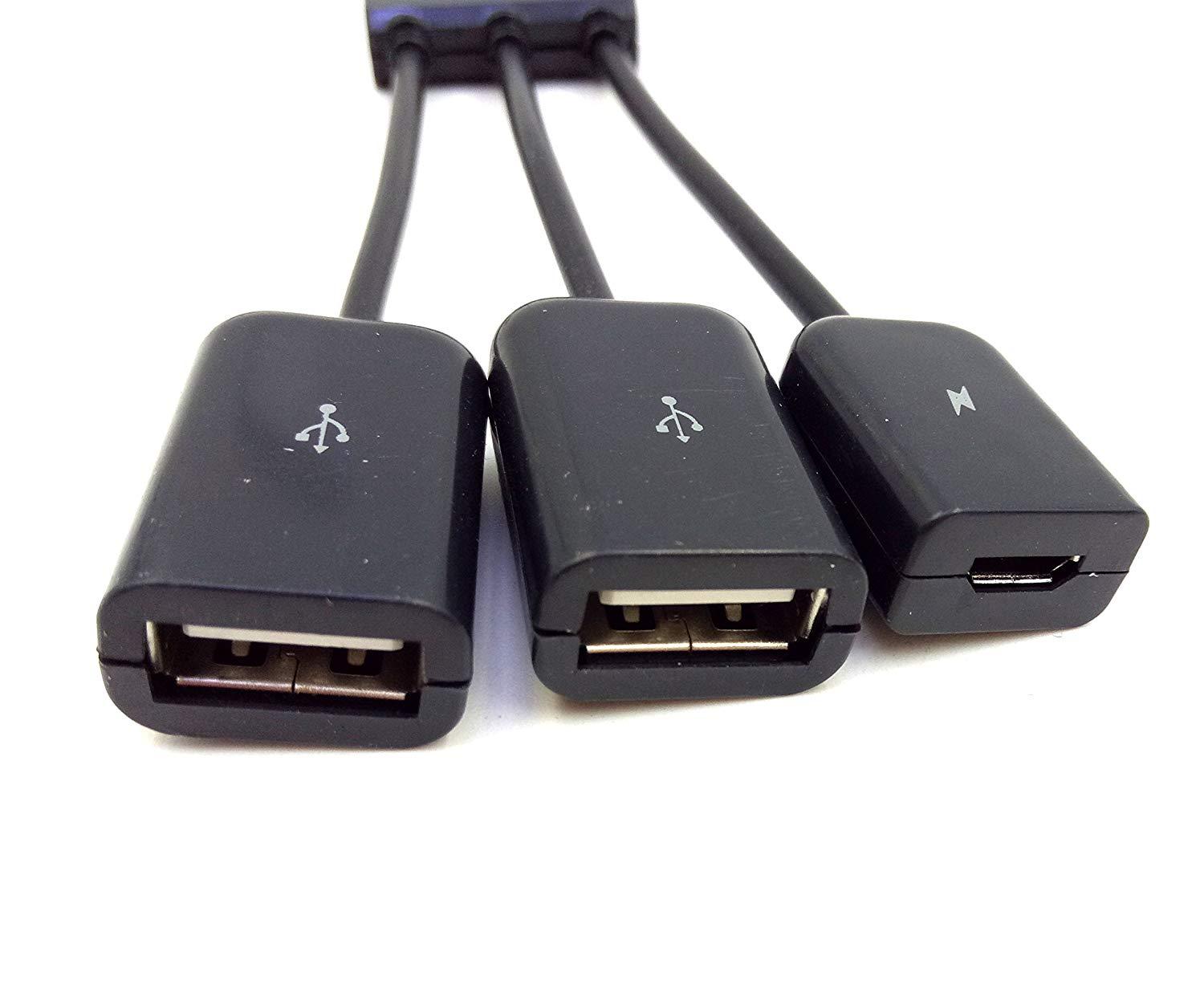 Dual Micro USB Host OTG Hub Adapter Cable For Samsung S4 S5 Tab Note 2 3 4 HTC