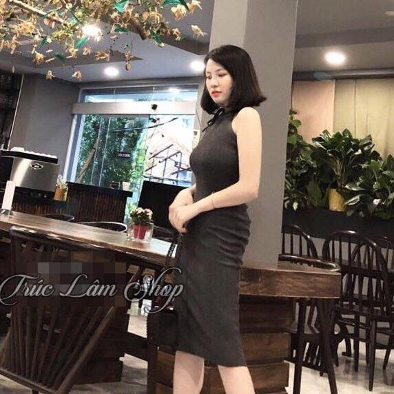 [HCM]Đầm Body Hở Vai Chất Len Gân Thời Trang