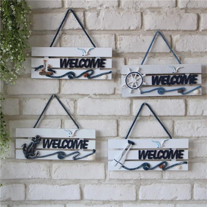 Bảng gỗ treo cửa Welcome dài