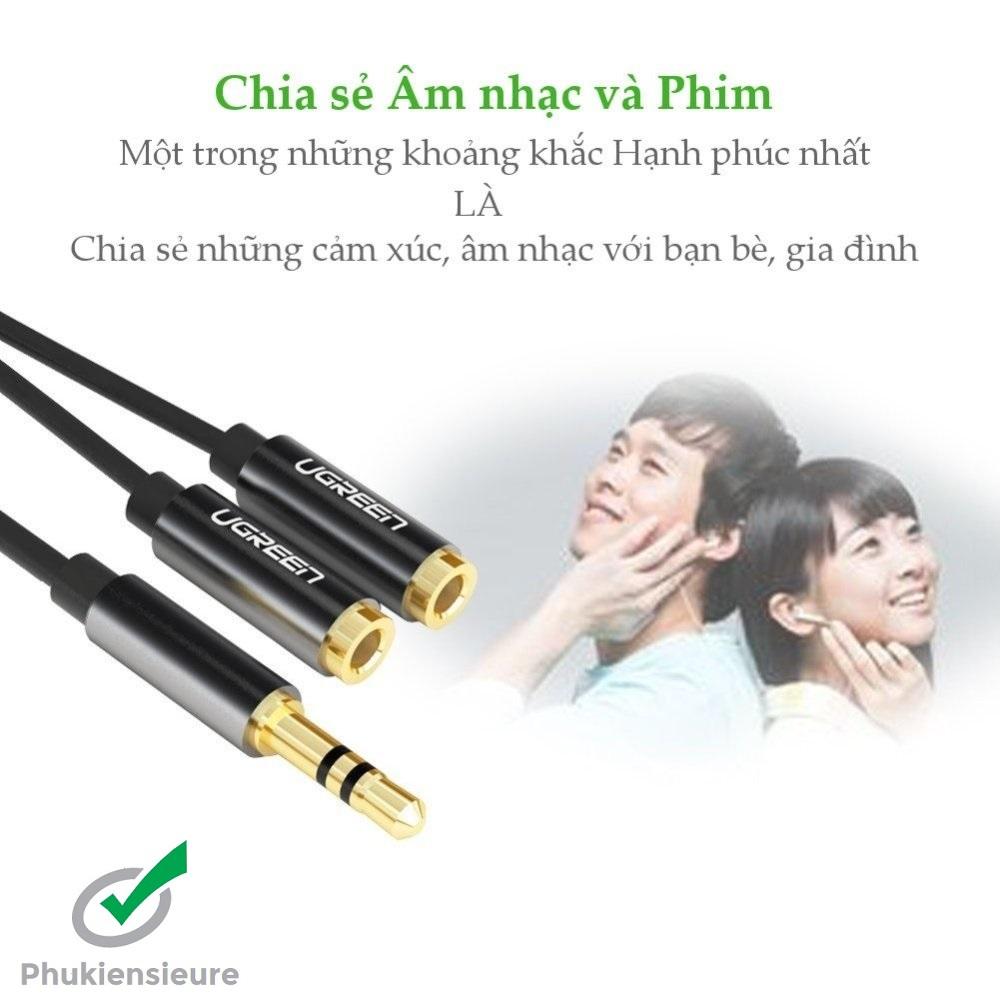 Cáp Audio 3.5mm 1 ra 2 UGREEN 10532 (20cm)