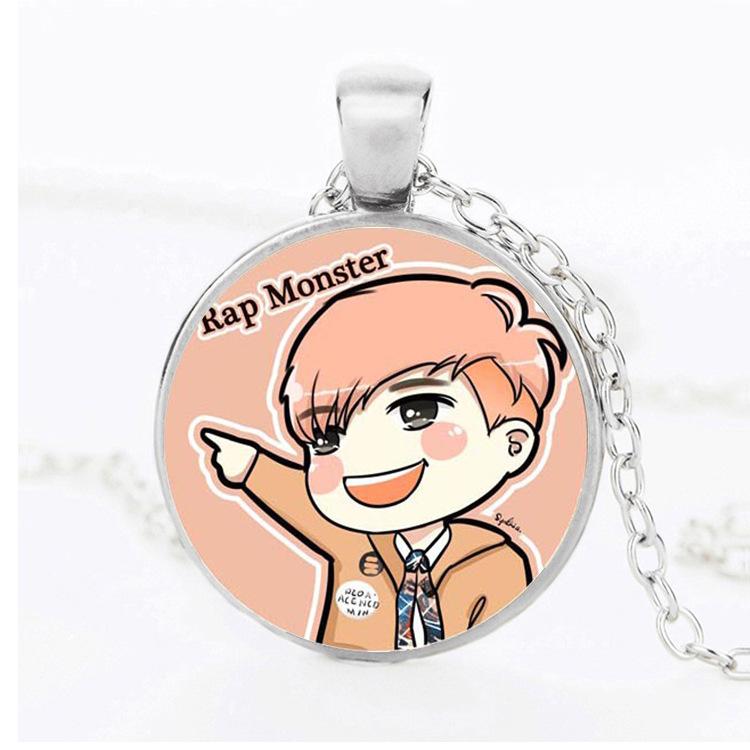 Dây chuyền mặt chibi BTS cute (dây bạc)