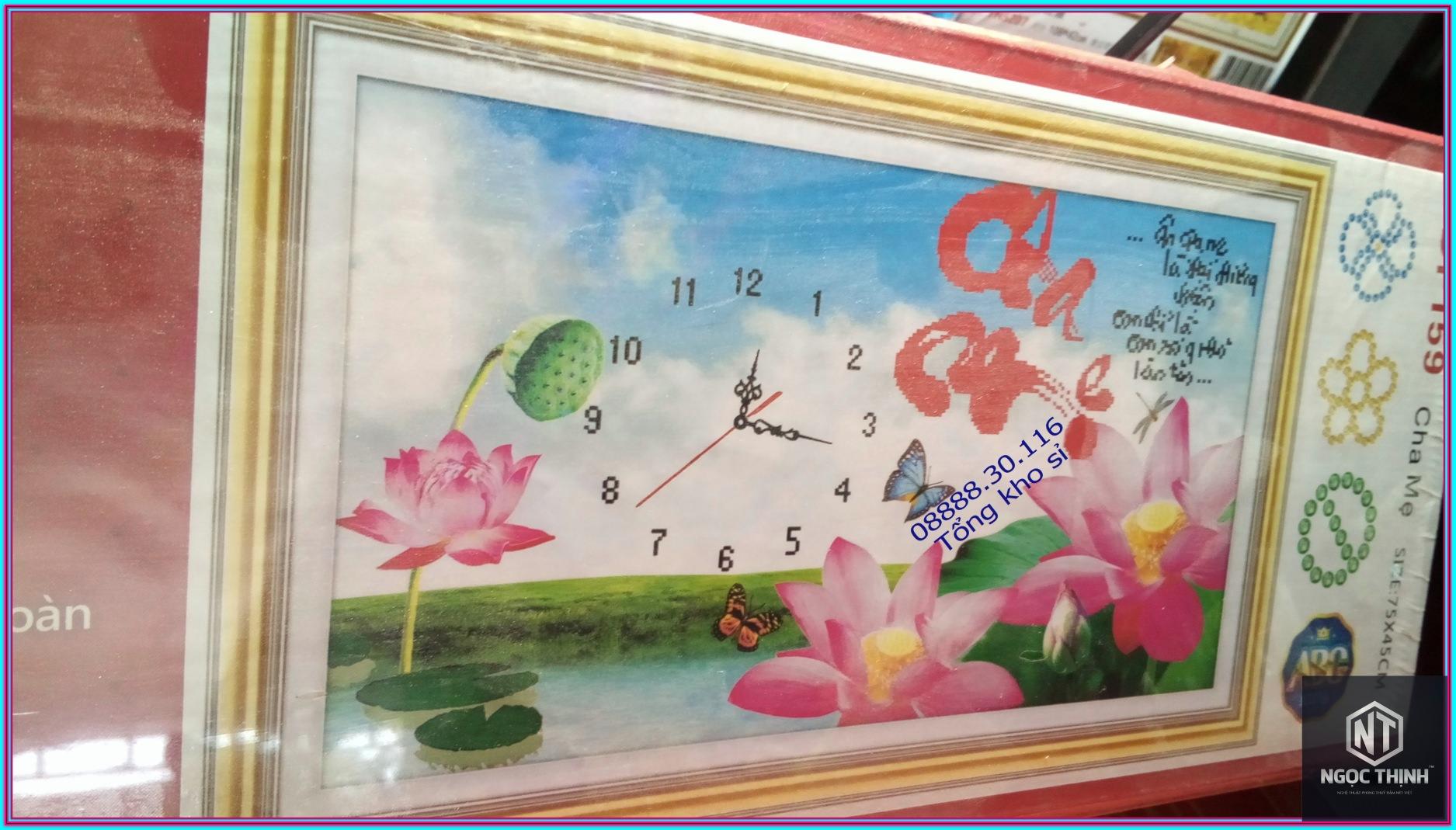 Tranh đính đá cao cấp Đồng hồ Cha mẹ DF159-Ngọc Thịnh